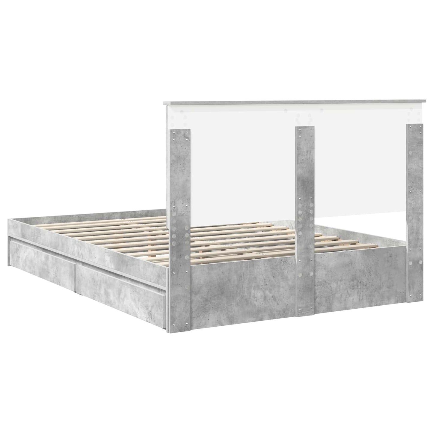 vidaXL Storage Bed Concrete Grey 135 x 190 cm Engineered Wood