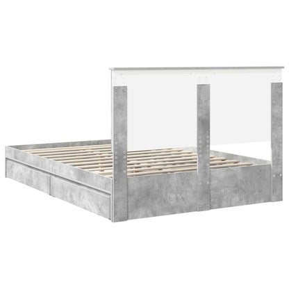 vidaXL Storage Bed Concrete Grey 135 x 190 cm Engineered Wood