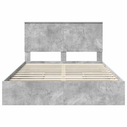 vidaXL Storage Bed Concrete Grey 135 x 190 cm Engineered Wood