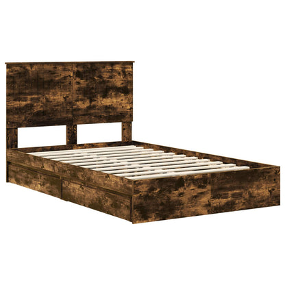 vidaXL Storage Bed with Drawer Smoked Oak 120 x 200 cm Engineered Wood