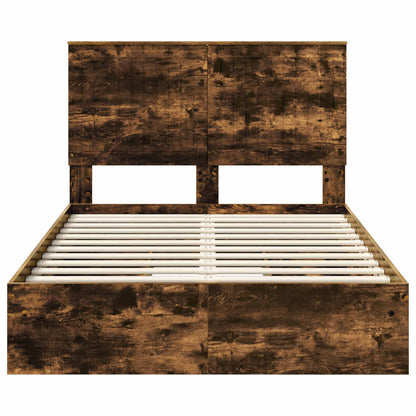 vidaXL Storage Bed with Drawer Smoked Oak 120 x 200 cm Engineered Wood