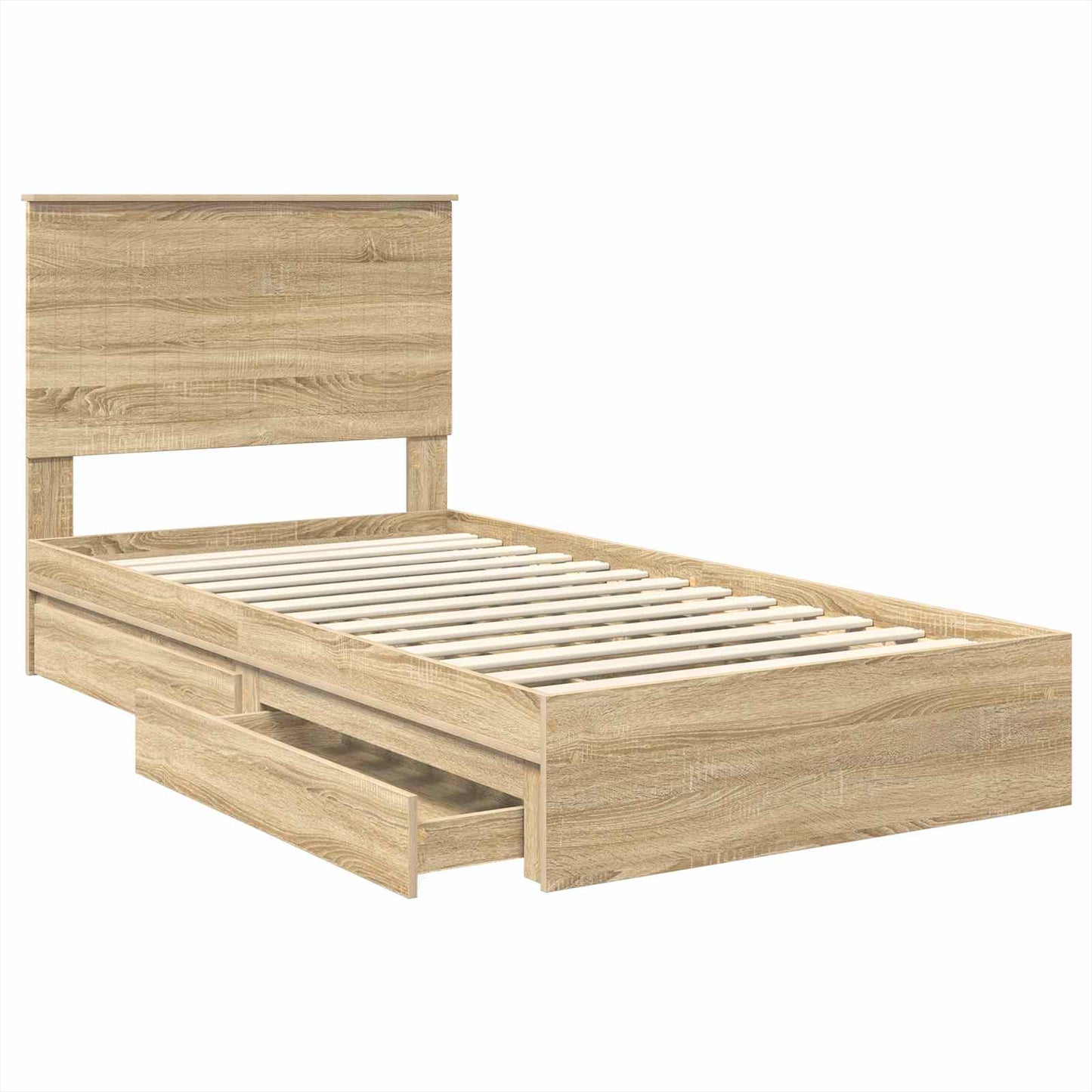 vidaXL Storage Bed with Drawer Sonoma Oak 100 x 200 cm Engineered Wood