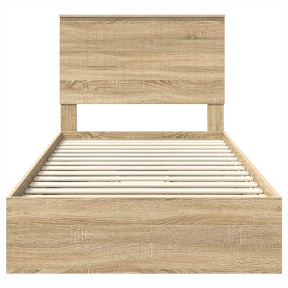 vidaXL Storage Bed with Drawer Sonoma Oak 100 x 200 cm Engineered Wood