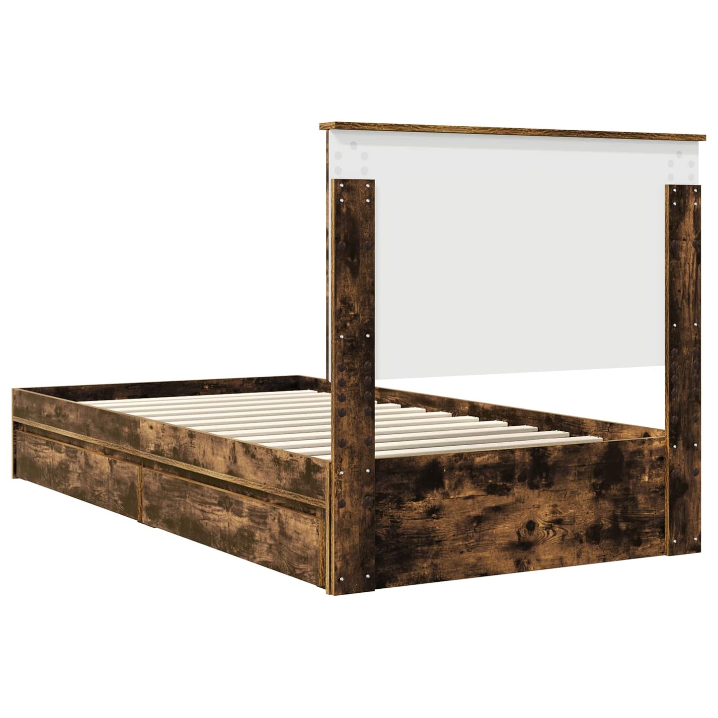 vidaXL Storage Bed with Drawer Smoked Oak 100 x 200 cm Engineered Wood