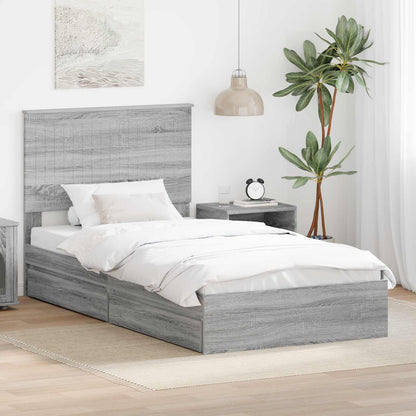 vidaXL Storage Bed Grey Sonoma 100 x 200 cm Engineered Wood