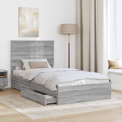 vidaXL Storage Bed Grey Sonoma 100 x 200 cm Engineered Wood