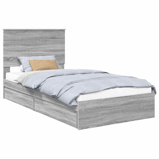 vidaXL Storage Bed Grey Sonoma 100 x 200 cm Engineered Wood