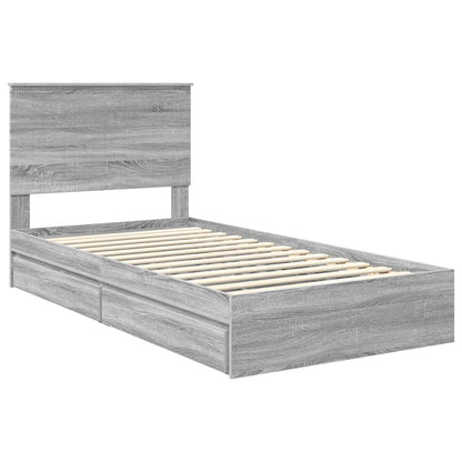 vidaXL Storage Bed Grey Sonoma 100 x 200 cm Engineered Wood