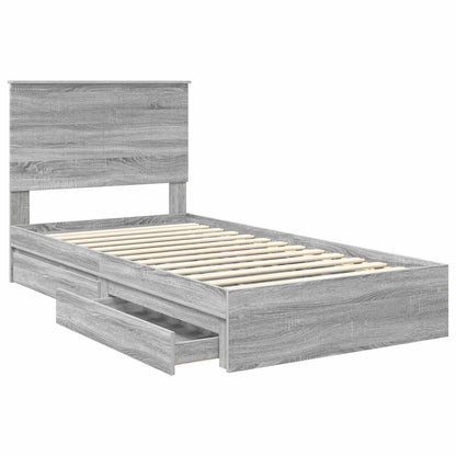 vidaXL Storage Bed Grey Sonoma 100 x 200 cm Engineered Wood