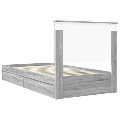 vidaXL Storage Bed Grey Sonoma 100 x 200 cm Engineered Wood