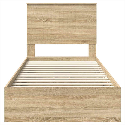 vidaXL Storage Bed with Drawer Sonoma Oak 90 x 200 cm Engineered Wood