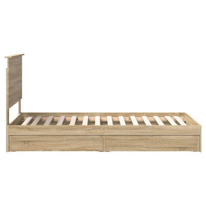 vidaXL Storage Bed with Drawer Sonoma Oak 90 x 200 cm Engineered Wood