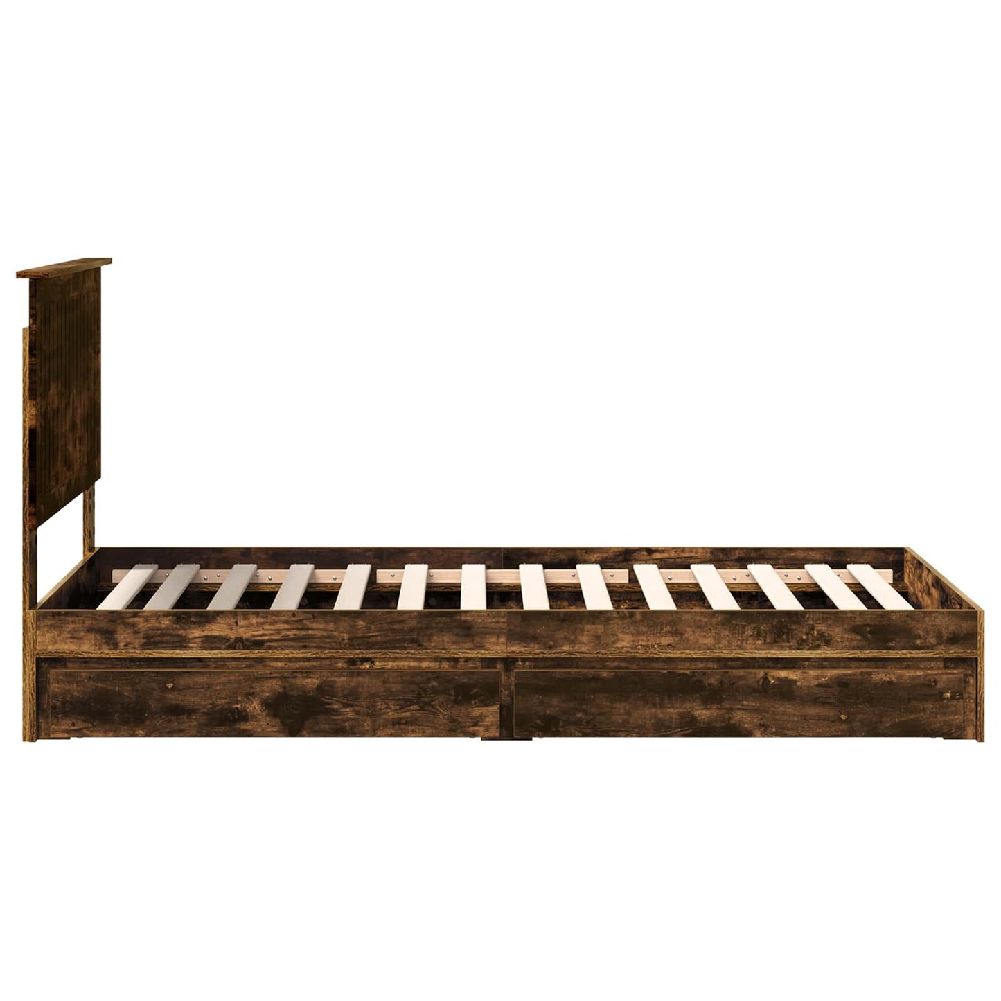 vidaXL Storage Bed with Drawer Smoked Oak 90 x 200 cm Engineered Wood