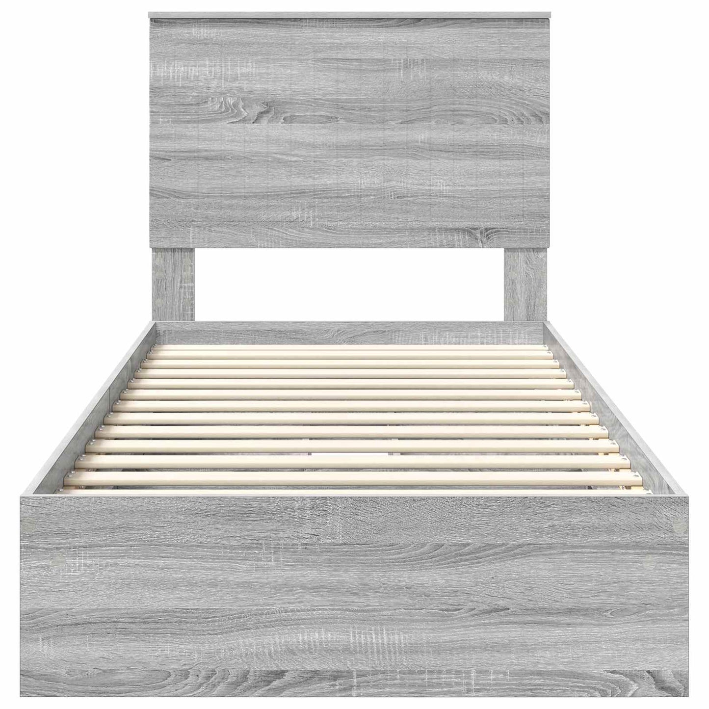 vidaXL Storage Bed with Drawer Grey Sonoma 90 x 200 cm Engineered Wood