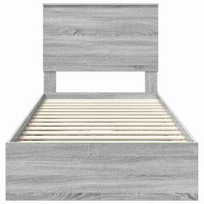 vidaXL Storage Bed with Drawer Grey Sonoma 90 x 200 cm Engineered Wood