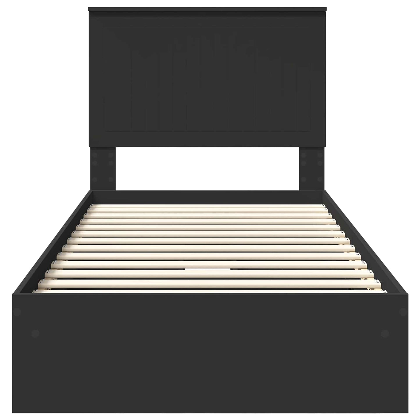 vidaXL Storage Bed with Headboard Black 90 x 190 cm Engineered Wood