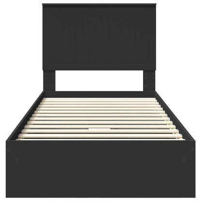 vidaXL Storage Bed with Headboard Black 90 x 190 cm Engineered Wood
