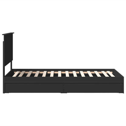 vidaXL Storage Bed with Headboard Black 90 x 190 cm Engineered Wood