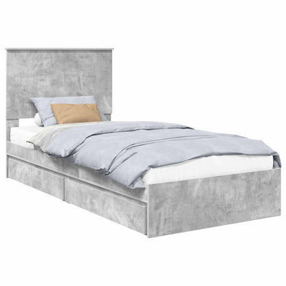 vidaXL Storage Bed Concrete Grey 90 x 190 cm Engineered Wood