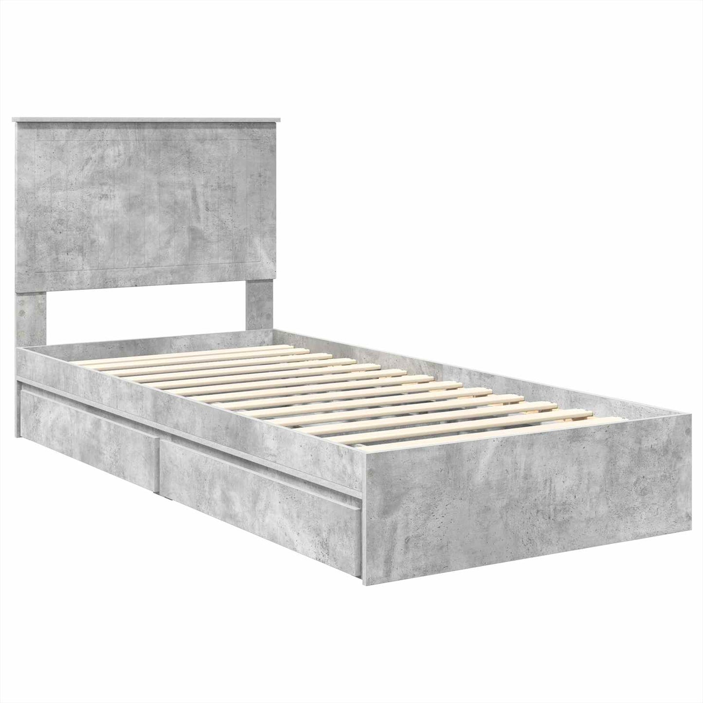 vidaXL Storage Bed Concrete Grey 90 x 190 cm Engineered Wood