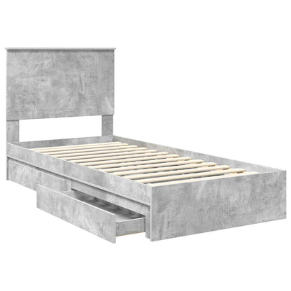 vidaXL Storage Bed Concrete Grey 90 x 190 cm Engineered Wood