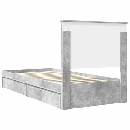 vidaXL Storage Bed Concrete Grey 90 x 190 cm Engineered Wood