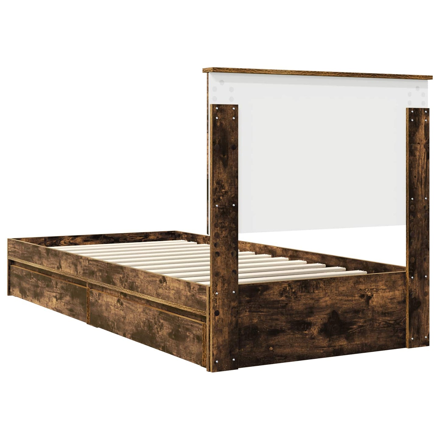 vidaXL Storage Bed with Drawer Smoked Oak 90 x 190 cm Engineered Wood