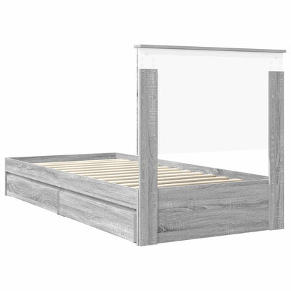 vidaXL Storage Bed with Drawer Grey Sonoma 90 x 190 cm Engineered Wood