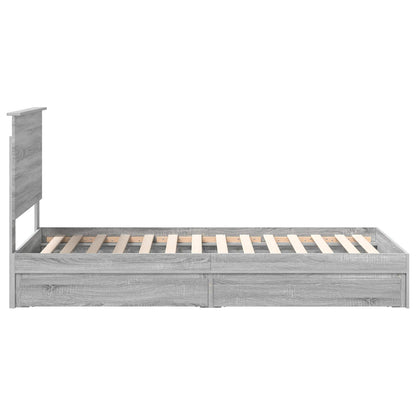 vidaXL Storage Bed with Drawer Grey Sonoma 90 x 190 cm Engineered Wood
