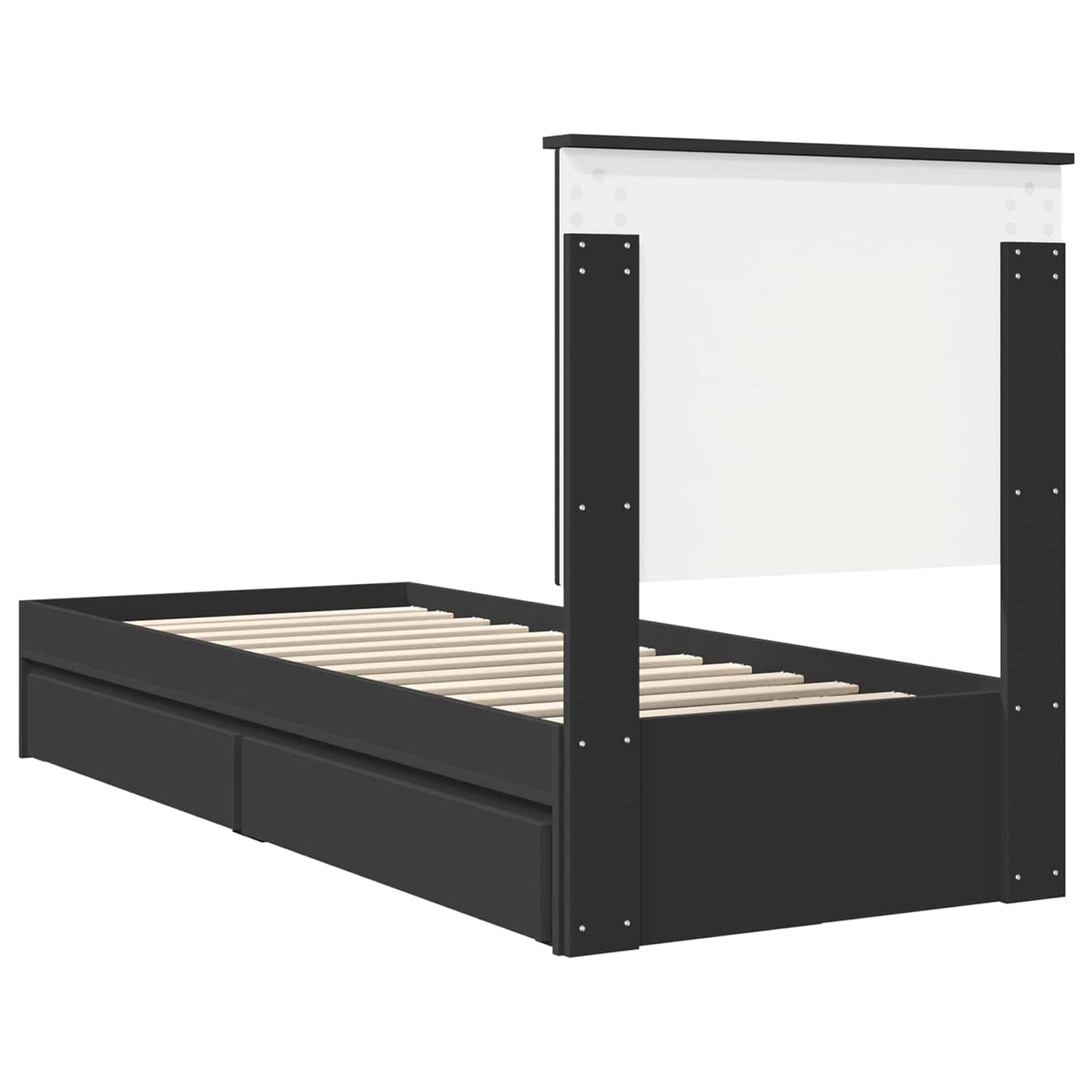 vidaXL Storage Bed with Headboard Black 75 x 190 cm Engineered Wood