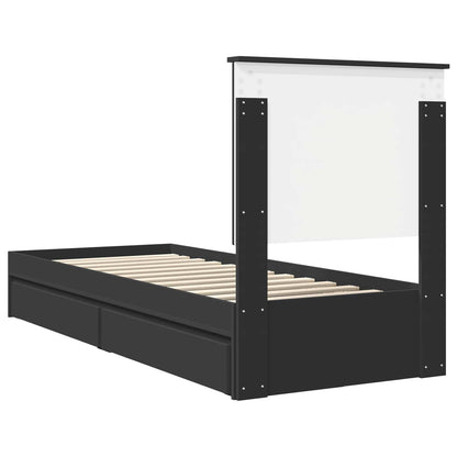 vidaXL Storage Bed with Headboard Black 75 x 190 cm Engineered Wood