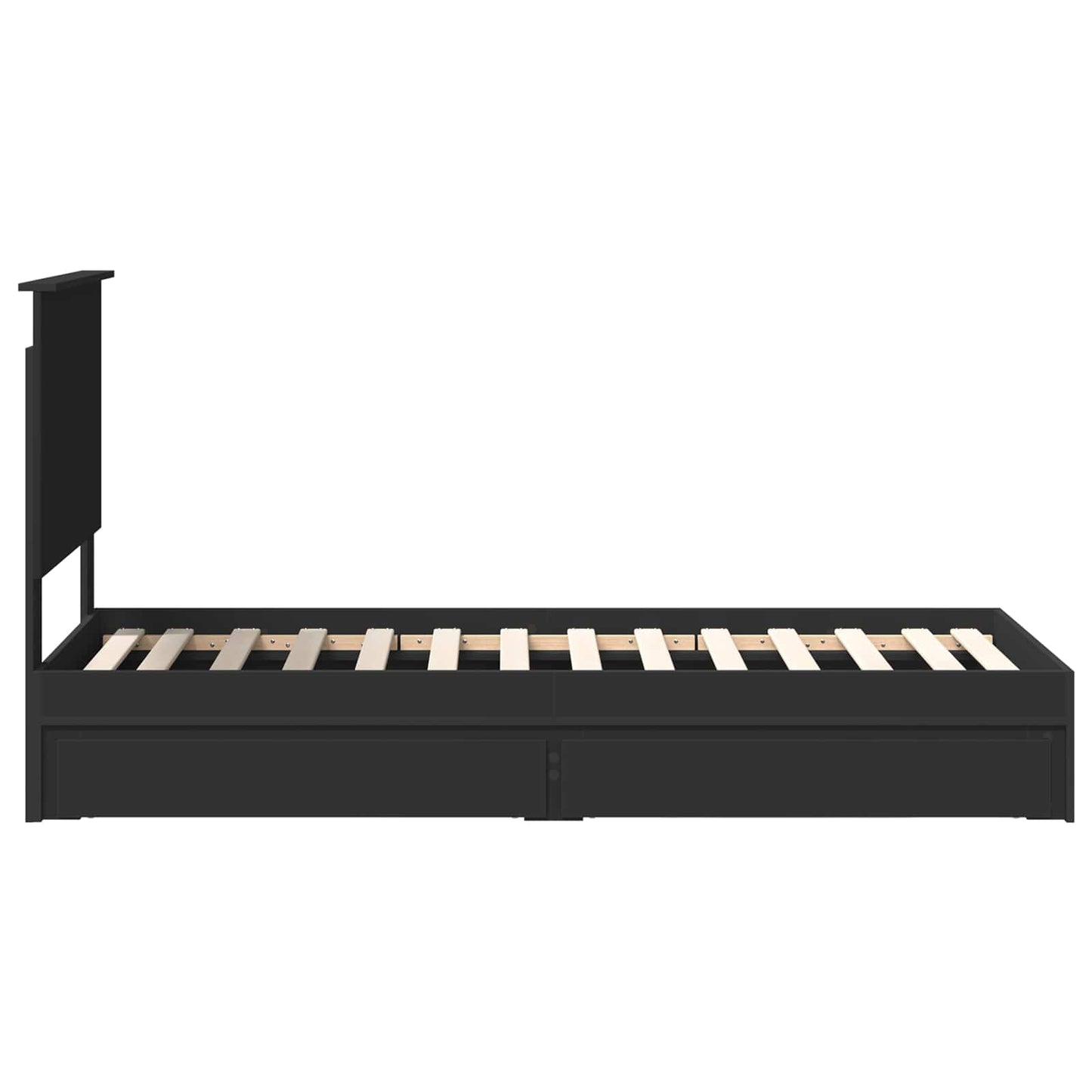 vidaXL Storage Bed with Headboard Black 75 x 190 cm Engineered Wood