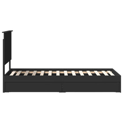 vidaXL Storage Bed with Headboard Black 75 x 190 cm Engineered Wood