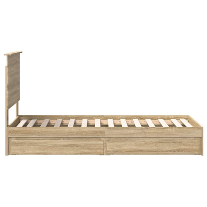 vidaXL Storage Bed with Drawer Sonoma Oak 75 x 190 cm Engineered Wood