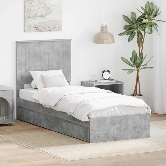 vidaXL Storage Bed Concrete Grey 75 x 190 cm Engineered Wood