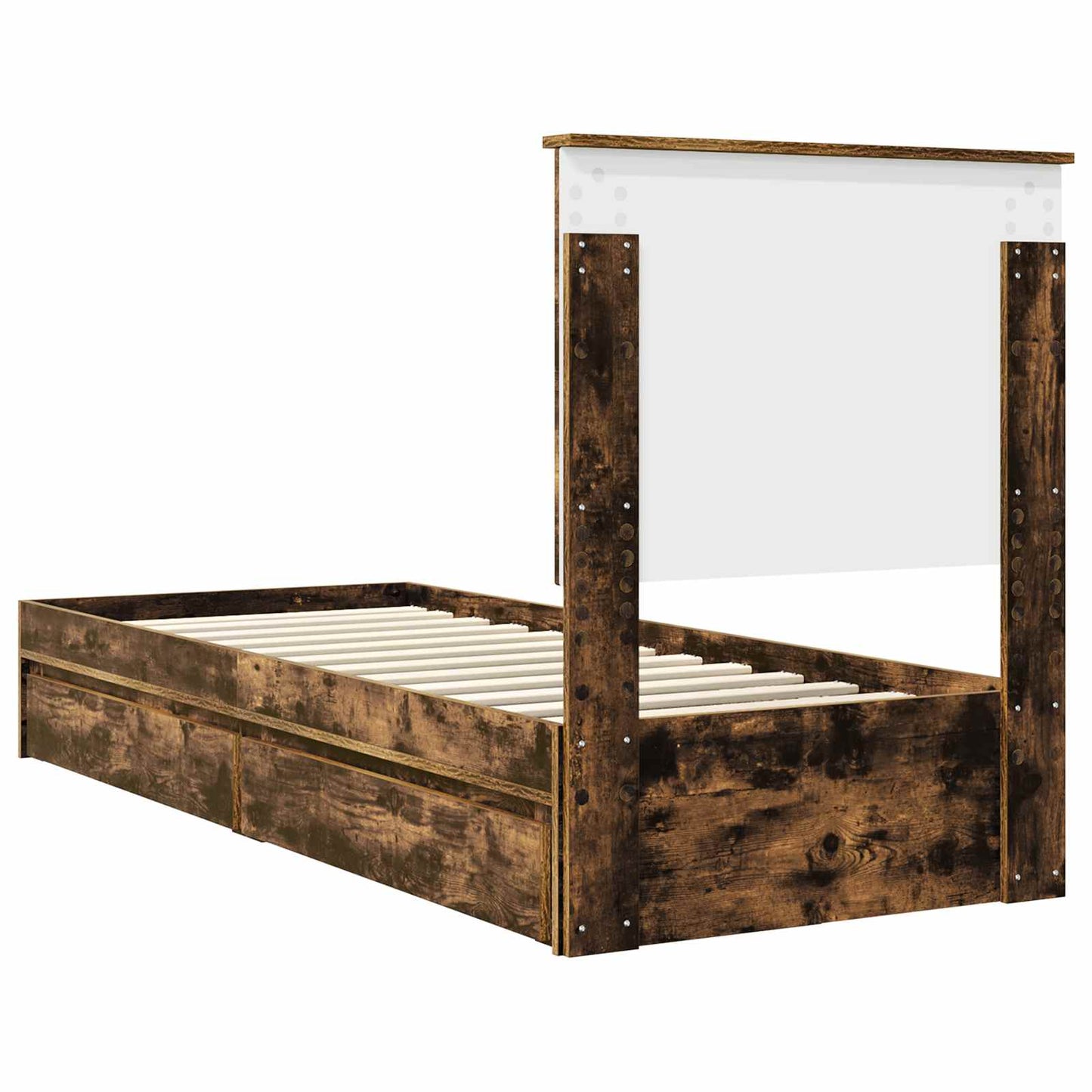 vidaXL Storage Bed with Drawer Smoked Oak 75 x 190 cm Engineered Wood