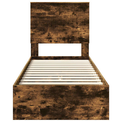 vidaXL Storage Bed with Drawer Smoked Oak 75 x 190 cm Engineered Wood