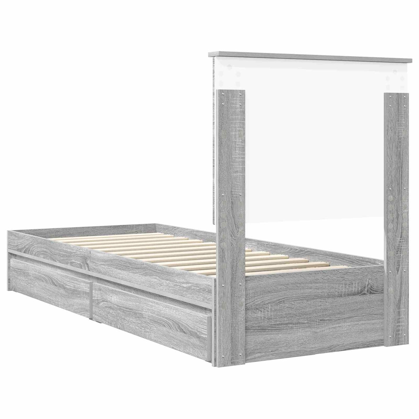 vidaXL Storage Bed with Drawer Grey Sonoma 75 x 190 cm Engineered Wood