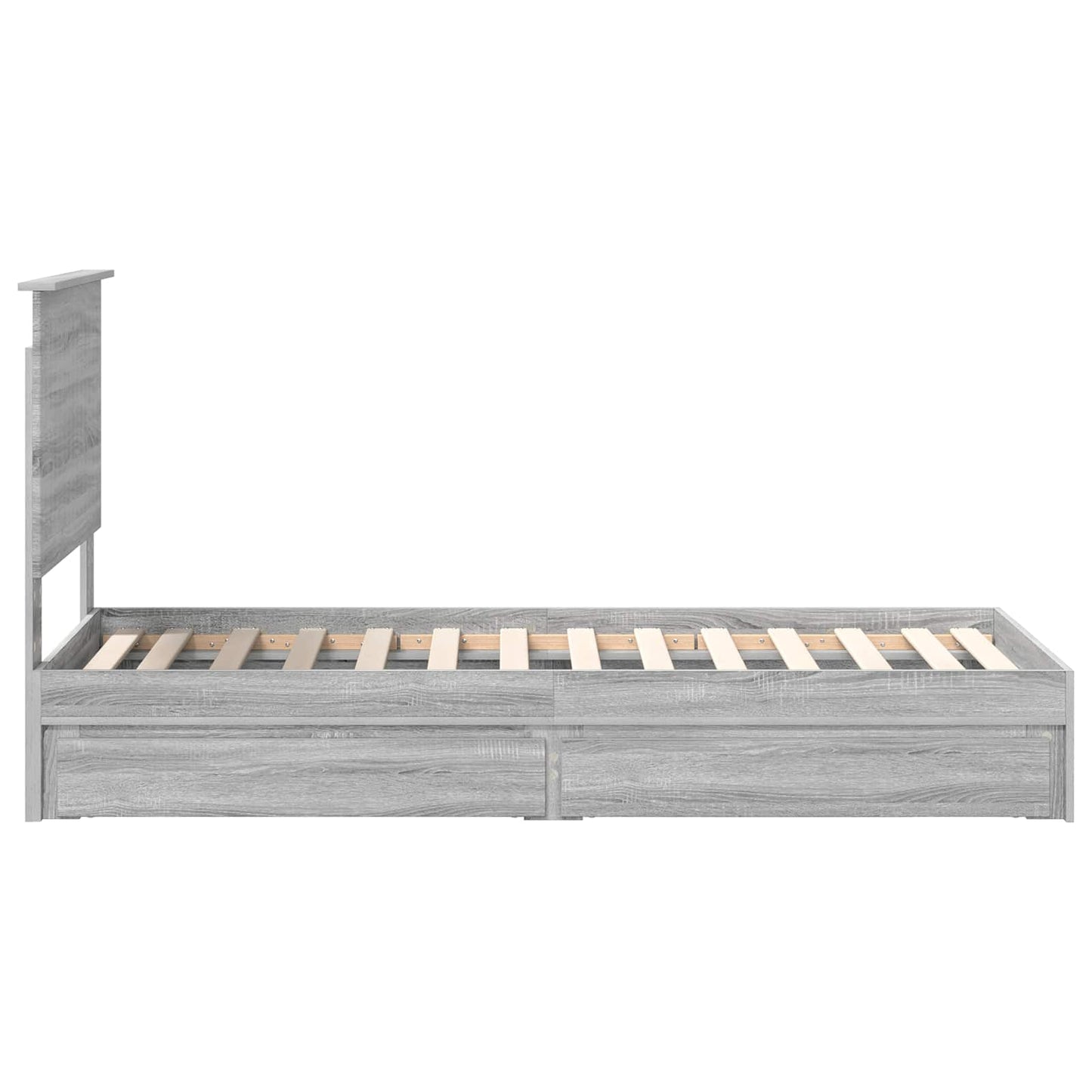 vidaXL Storage Bed with Drawer Grey Sonoma 75 x 190 cm Engineered Wood