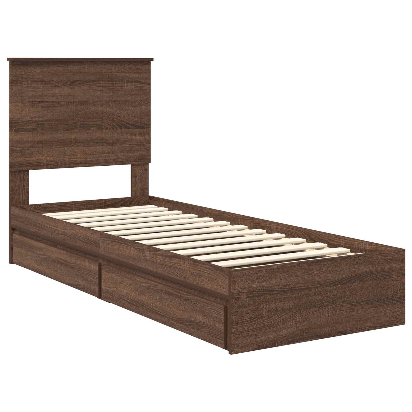 vidaXL Storage Bed with Drawer Brown Oak 75 x 190 cm Engineered Wood