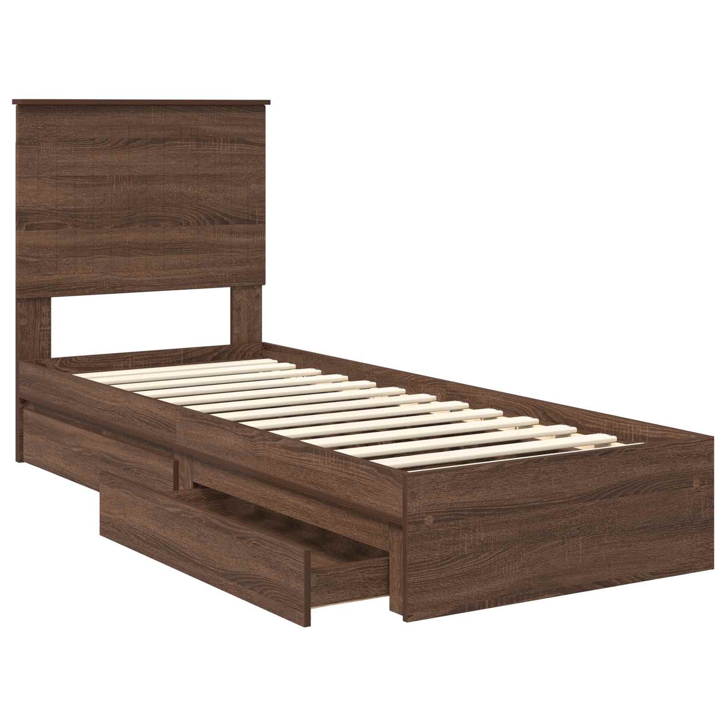 vidaXL Storage Bed with Drawer Brown Oak 75 x 190 cm Engineered Wood