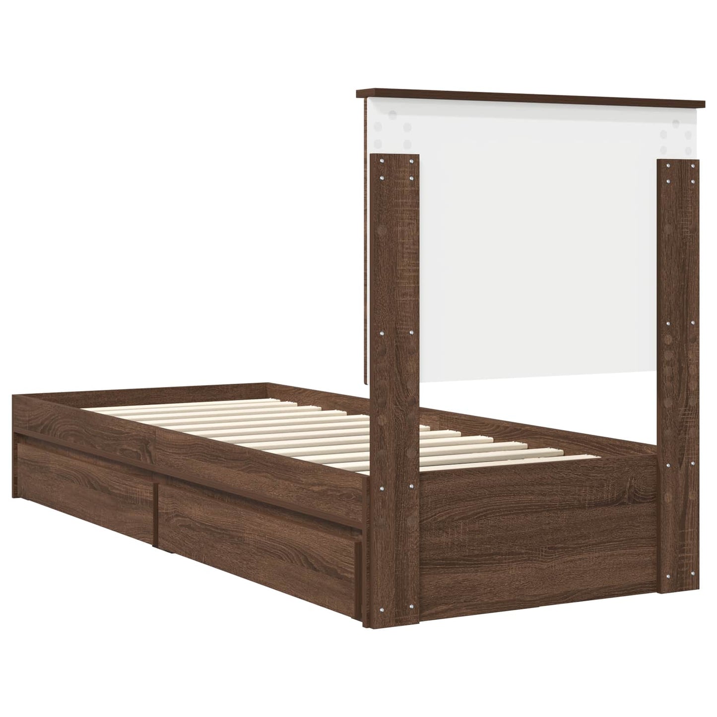 vidaXL Storage Bed with Drawer Brown Oak 75 x 190 cm Engineered Wood