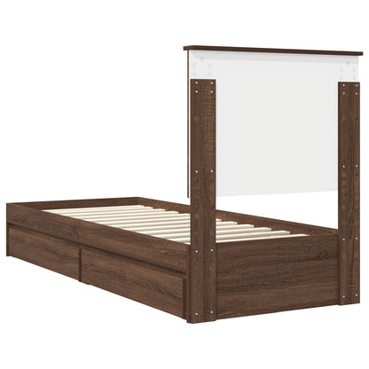 vidaXL Storage Bed with Drawer Brown Oak 75 x 190 cm Engineered Wood