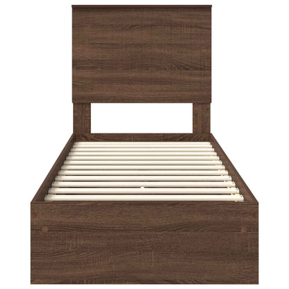 vidaXL Storage Bed with Drawer Brown Oak 75 x 190 cm Engineered Wood