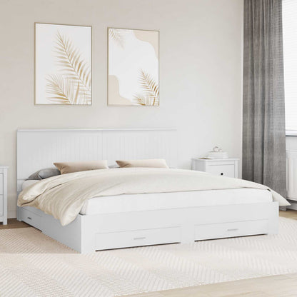 vidaXL Bed Frame with Headboard White 200 x 200 cm Engineered Wood