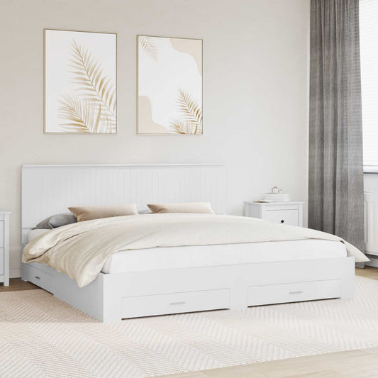 vidaXL Bed Frame with Headboard White 200 x 200 cm Engineered Wood