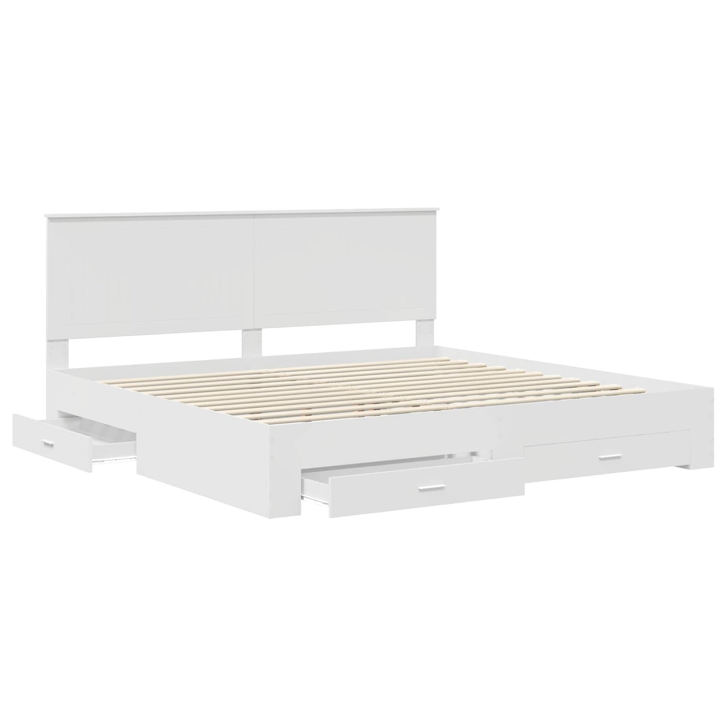 vidaXL Bed Frame with Headboard White 200 x 200 cm Engineered Wood