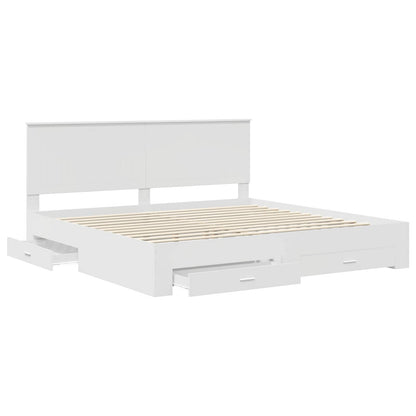 vidaXL Bed Frame with Headboard White 200 x 200 cm Engineered Wood