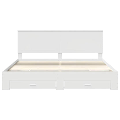 vidaXL Bed Frame with Headboard White 200 x 200 cm Engineered Wood