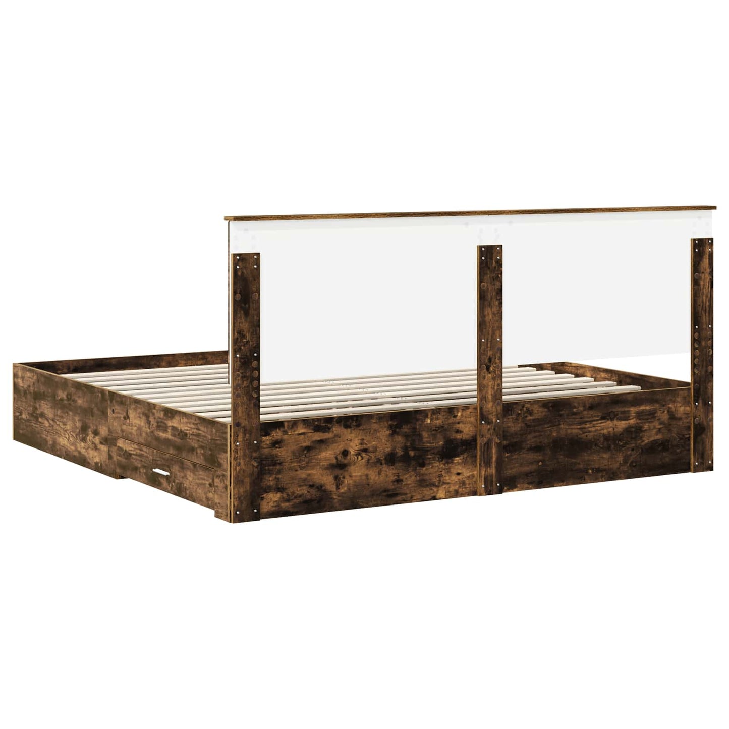 vidaXL Bed Frame with Drawer Smoked Oak 200 x 200 cm Engineered Wood